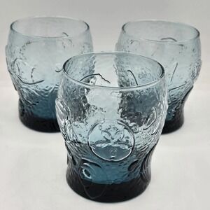 Vintage‎ Blue Libbey Tumbler Glasses In The Starfish Seaside Design Set Of 3